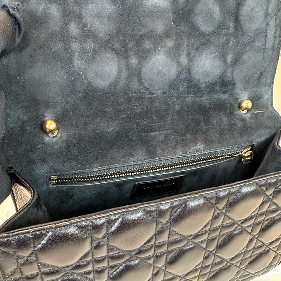 Authentic Christian Dior Black Leather Shoulder Bag With Gold hardware - Picture 14 of 16